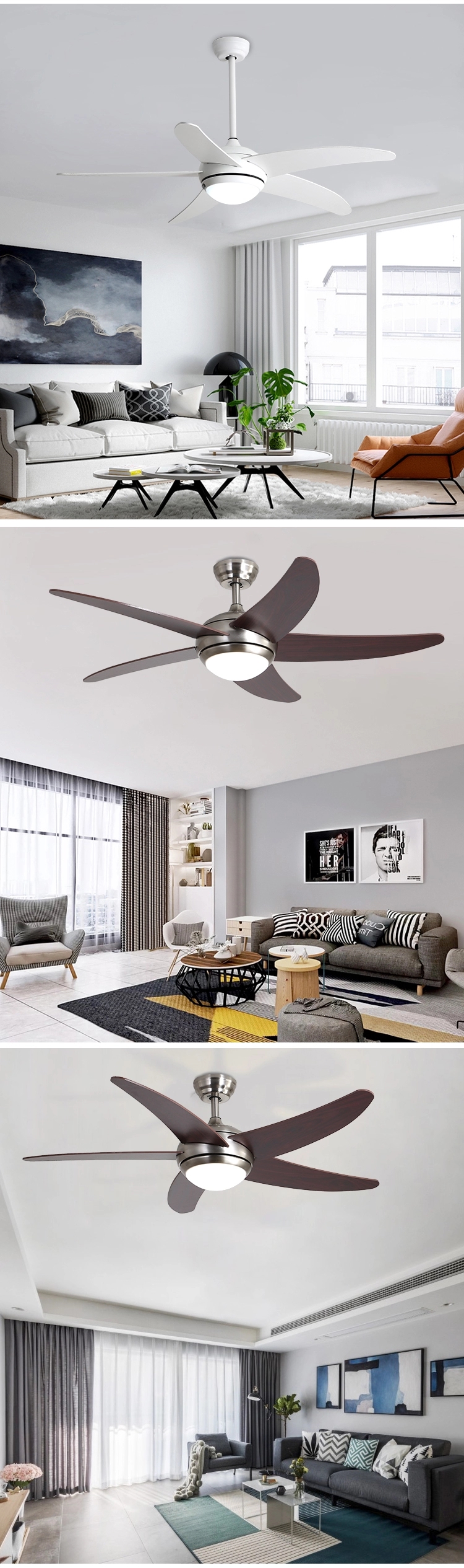 Retro ceiling fan with light for bedroom