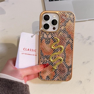 2025 Snake Skin Pu Leather Phone Case untuk iPhone 16/15/14/13 Pro Max