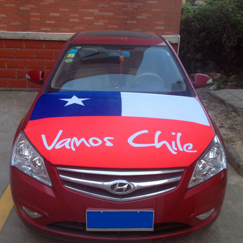 Chile Flag Knitted polyester Spandex Material Car Hood cover