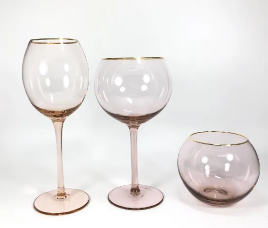 custom gold rimmed round Gin Glass set