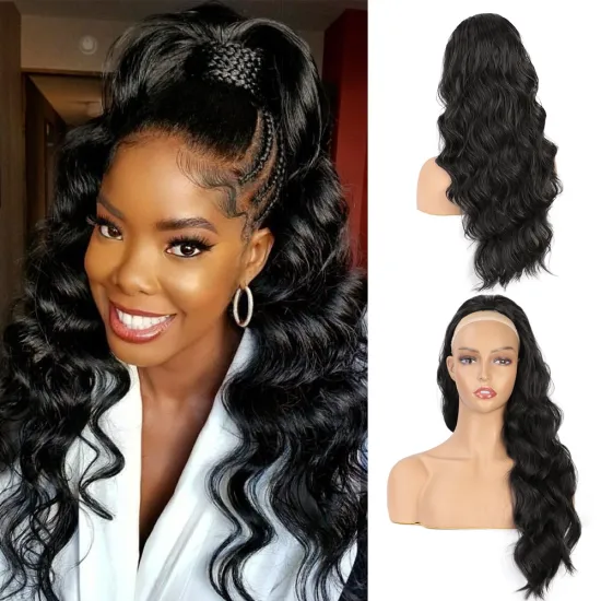 Vigorous 24 inch Afro Drawstring Body Wave Ponytail for Women Synthetic Ponytail Hair Extensions African American Heat Resistant
