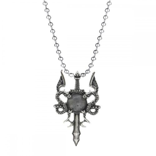 Vintage Double Dragon Sword Alloy Necklace