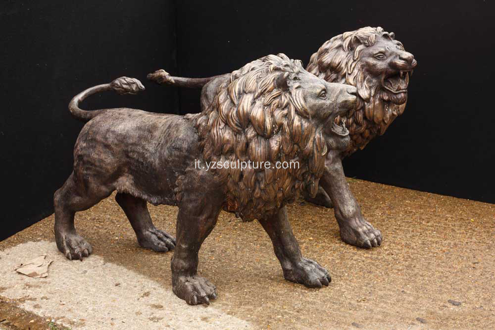 Vita dimensioni in ottone leone statua animale