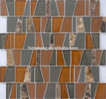 MBP8001 China manufacturer Trapezoid Tile glass stone mosaic for kitchen wall