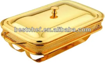 Rect food warmers with golden net stand