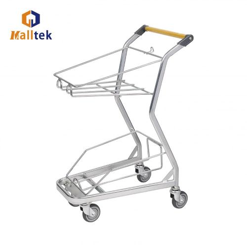 Metal Supermarket Double Shopping Basket Trolley