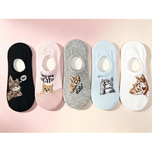 Женские жаккардовые носки с милым котом без шоу
