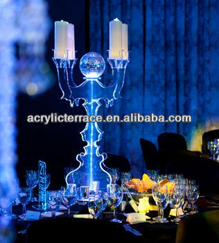 popular acrylic candelabra holder display with LED light