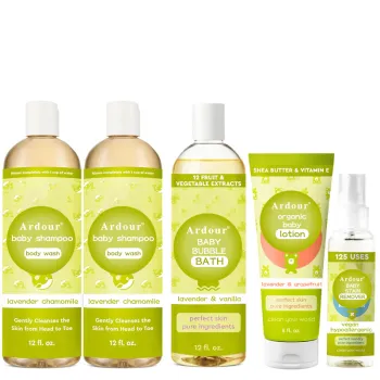 Ready to Ship: Natural Organic Lavender Baby Care Set - Shampoo, Body Wash, Bubble Bath, Lotion & Stain Remover 5-in-1 Kit