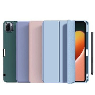 Soft PU Leather TPU Silicone Pencil Holder Trifold Case with Magnetic Cover for Xiaomi Pad 5 11 Inch 2023
