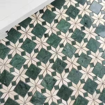 DTH Stone Mosaik dunkelgrün und beige 10 mm Glasfliesen für Küchenbadwände &amp; Hotels