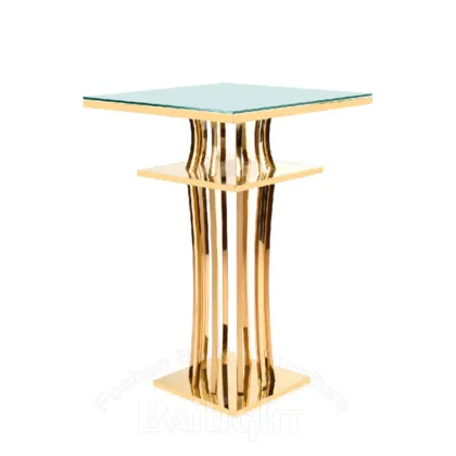 Stainless Steel Frame Glass Top Bar Table Sets