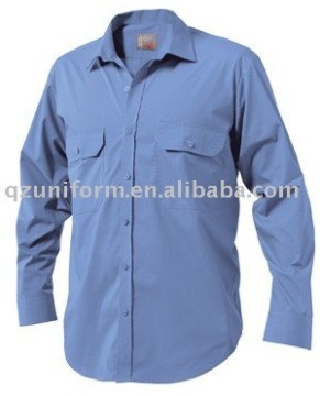 Long Sleeve Open Front Cotton Drill Shirt