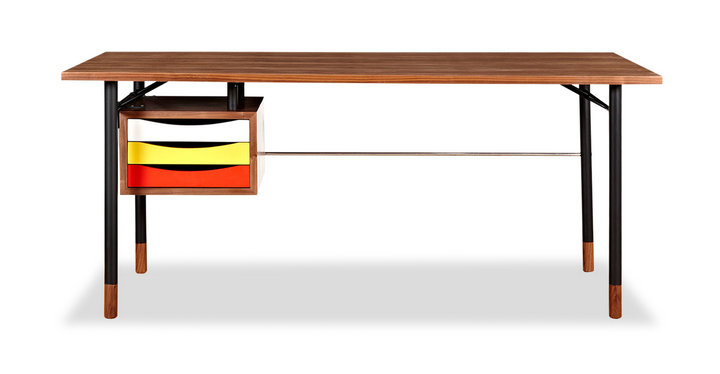 Color theory mid century modern writing desk