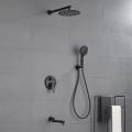 Brass 3 funções Conjunto de chuveiro de banheiro preto fosco