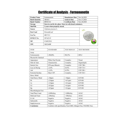 Woman's Health Materials Red Clover Formononetin Powder