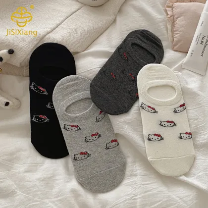 Korean version KT cat boat socks anti slip shallow mouth invisible socks