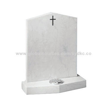 Hand Carved Polishing White Natural Marble Headstones with Cross