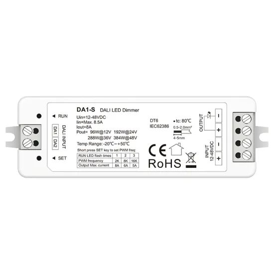 DA1-S 1 Channel 8.5A 12-48VDC Constant Voltage DALI Push Dim LED Dimmer for Smart Home LED Lights (96-384W)
