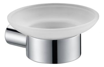 Round Soap Dish Holder With Glass StainlessSteel Polished