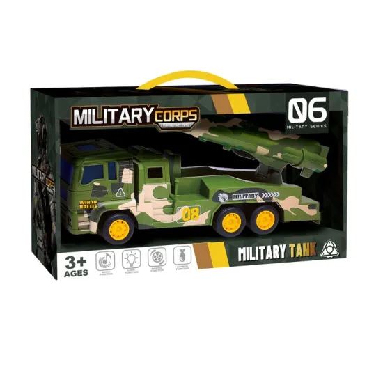 Chenghai Toys Kids Electric Car Toy - 30CM Friction Light Music Military Vehicle