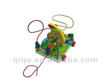 Children Intelligent Wooden Circle Beads Car Toys