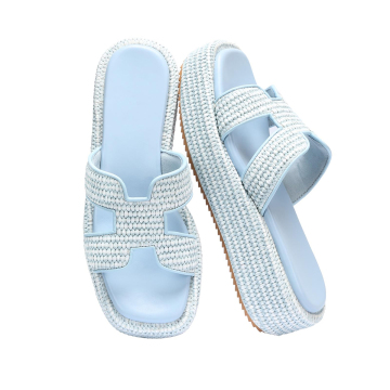 Flatform Woven Straw Summer Vacation Beach Shoes