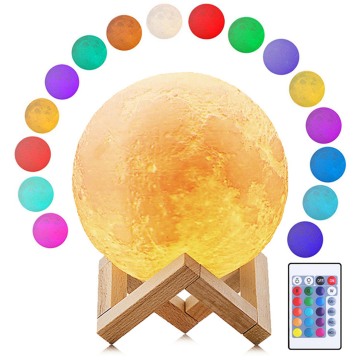 16 Colour Dimmable LED Remote Control Moon Shaped Light - Lunar Lamp Gece Lambası