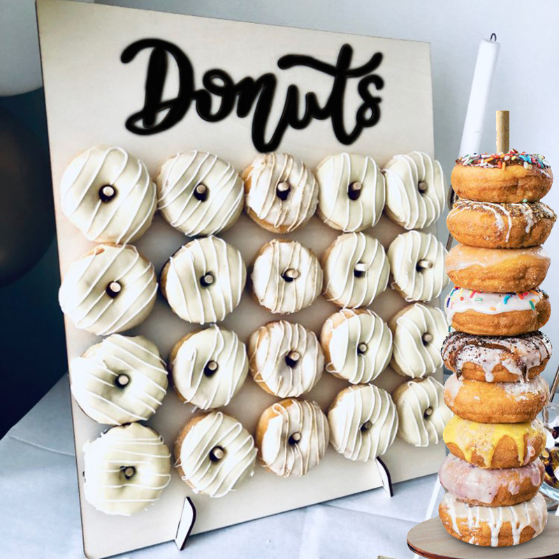 Donut Wall Holds Wedding Decoration Wooden Donut Boards Stand Transparent Balloon Box Birthday Party bridal Shower Donut Party