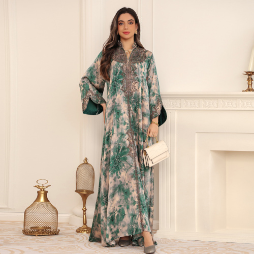 لباس ماکسی زنانه ابیا کفتان گل سبز عید