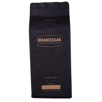 Tilpasset resealable Ziplock Kraftpaper Kaffepose med ventilemballasje