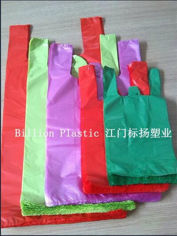 Plastic HDPE Vest Handle Reusable Mesh Produce Bag for Supermarket