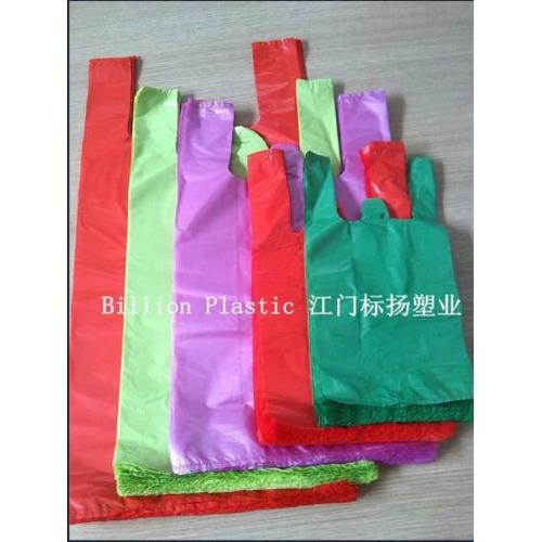 Plastic HDPE Vest Handle Reusable Mesh Produce Bag for Supermarket
