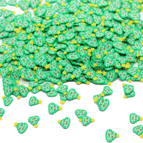 Albero di Natale verde kawaii Stella gialla Fette di argilla polimerica Decorazione di arte del chiodo Scrapbook per bambini Fare Natale Ornamento fai da te