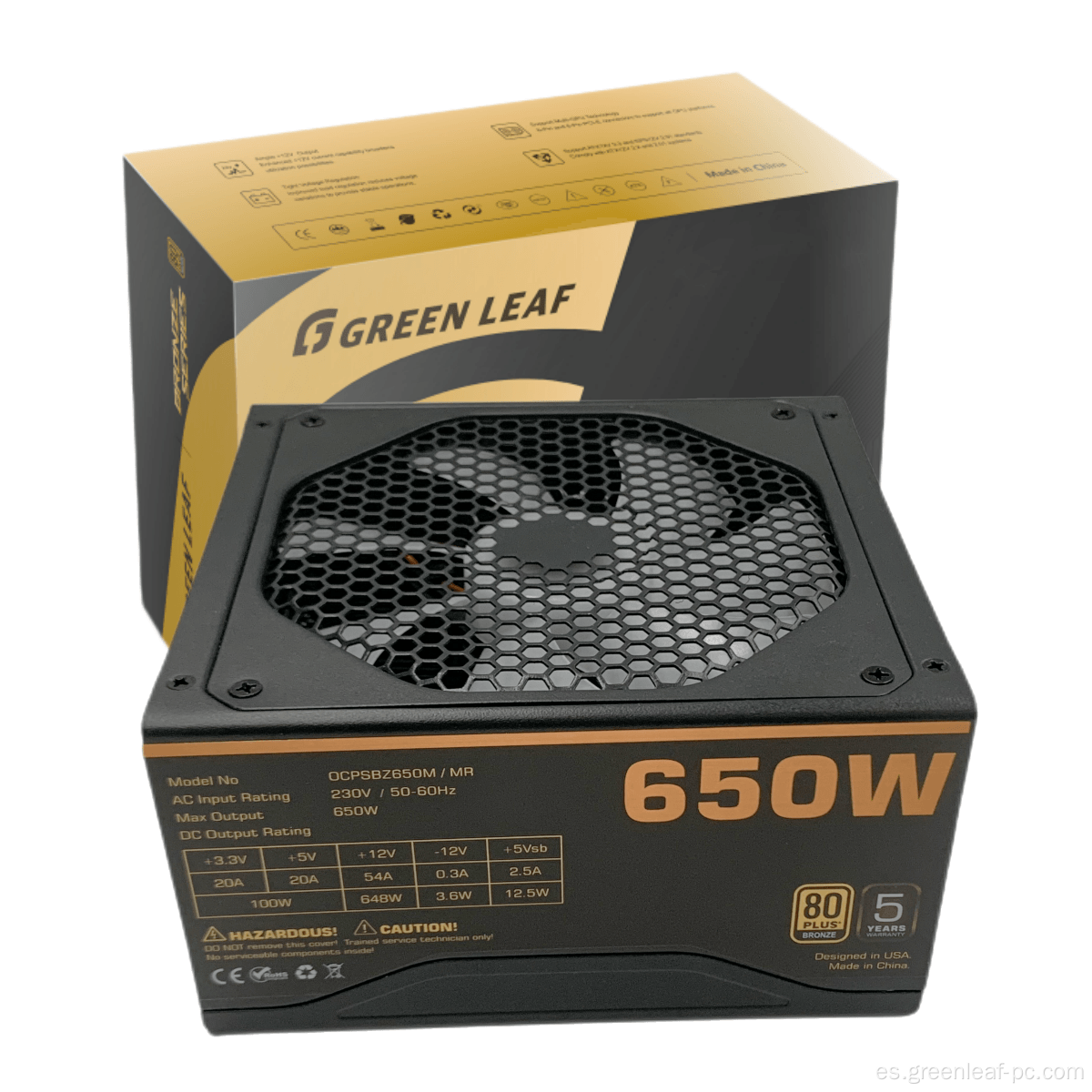 OEM/ODM 80 más fuente de alimentación de bronce 650W