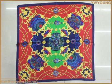 Women own design digital printed square silk scarf