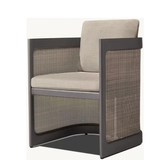 Modern Outdoor Dining Set: Comfortable Back-Angled Aluminum Patio Furniture with 8 Chairs and Table