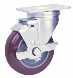 Mid-Duty PU Casters Side Brake