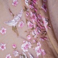 ผ้า Jacquard ลายดอกไม้สีชมพูน้ำตาล