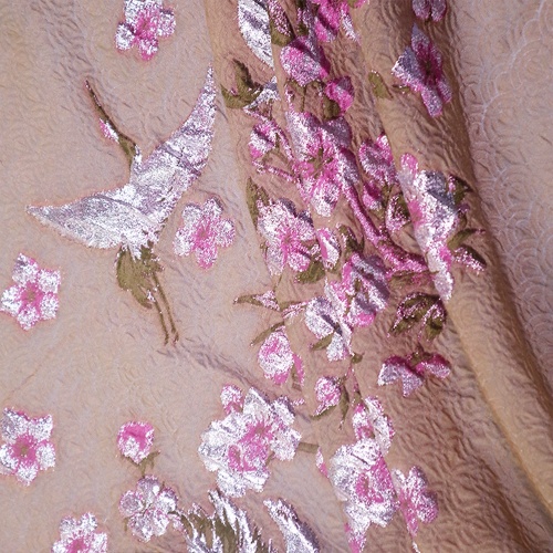 Καφέ Floral ροζ Jacquard Brocade