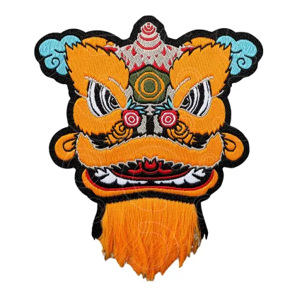 The lion dance cultural characteristic woven patch
