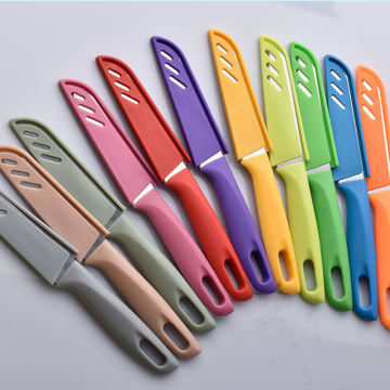 Red Kitchen Knife Set with Sheath Covers - Chef, Utility, Fruit Paring Knives