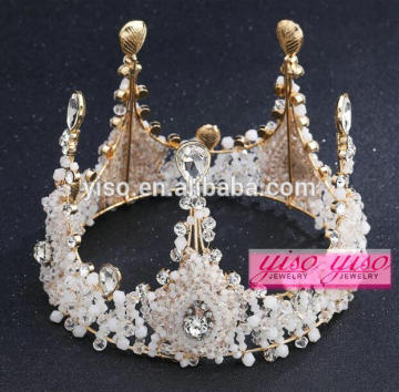 2016 European trends crystal beads simple design tiara crown