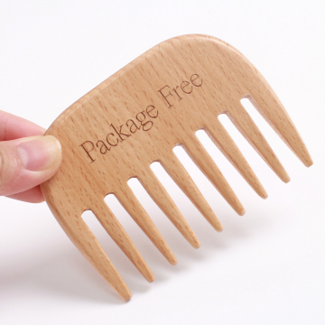 Custom LOGO Beech Wood Travel Purse Comb: Hair Detangler with Wide Teeth for Men's Beard Care
