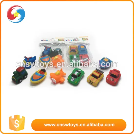 Rubber different shaped traffic water spray bath toy squirt toy set