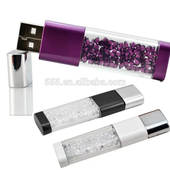 High quality metal crystal USB flash drive with diamond USB 2.0 as company gift 1GB 2GB 4GB 8GB 16GB 32GB