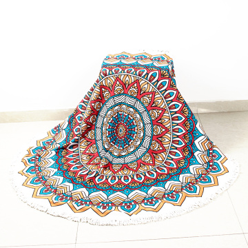 Iphrintiwe i-Microfiber Round Towel ngama-tassels