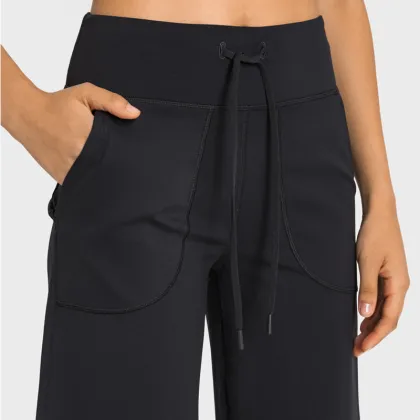 Comfy Lulu Buttery Soft Wide Leg Yoga Pants with Elastic Waist and Side Pockets