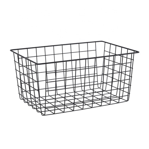 Household Organiser Matt Black metal wire storage basket for kitchen bathroom office Manufactory