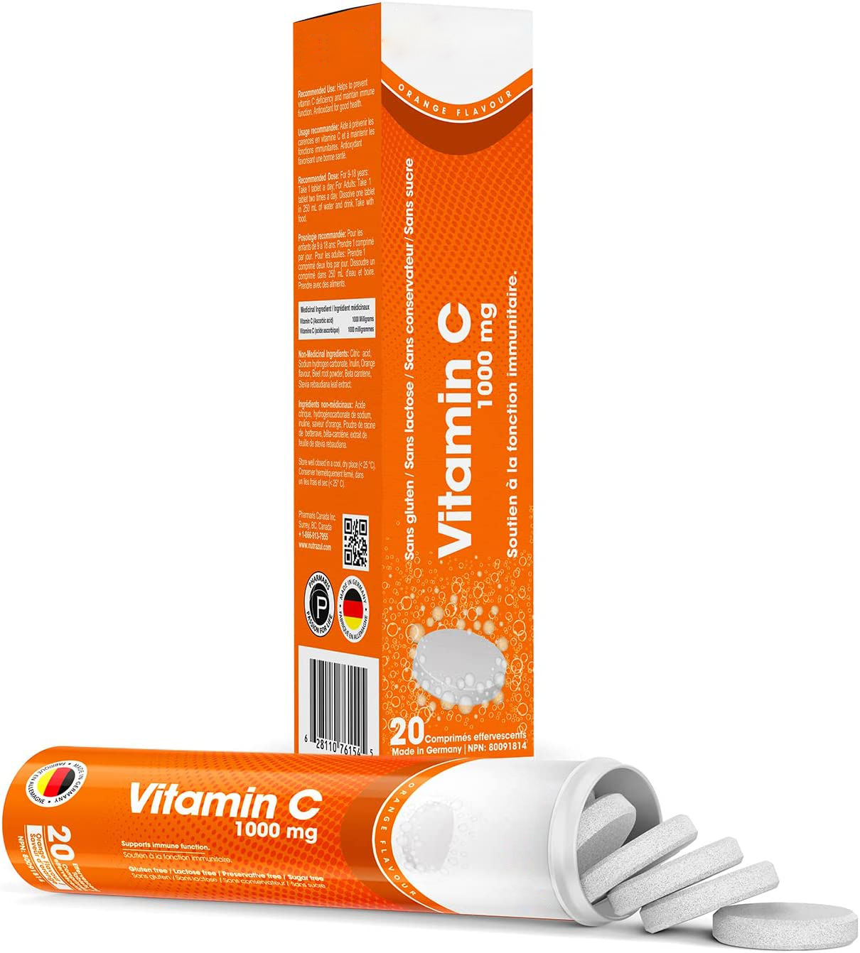 OEM/ODM Vegan Low Sugar Orangre Flavor Vitamin Tablet Energy Vitamin C Effervescent Tablet Immune System Booster